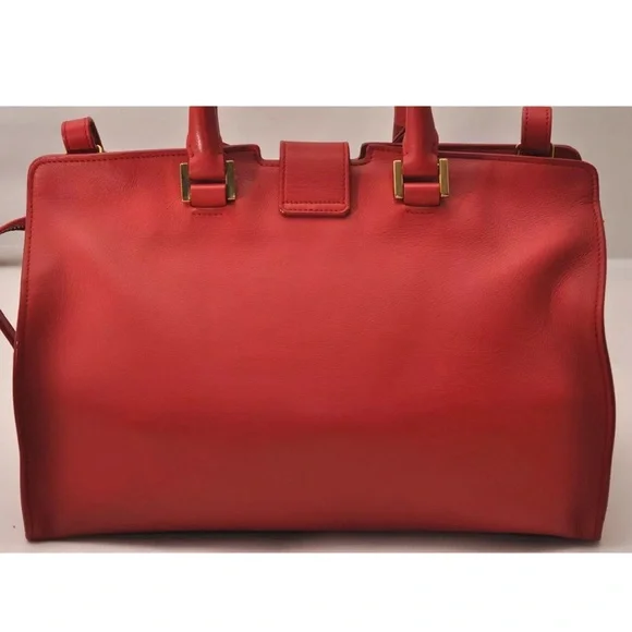YVES SAINT LAURENT Cabas 2Way Shoulder Tote Bag Leather Red - Picture 2 of 11